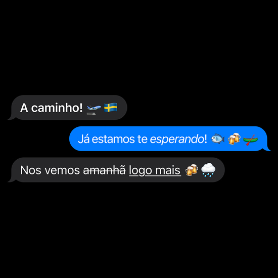 Uma demonstração dos efeitos nas palavras e emojis do iMessage