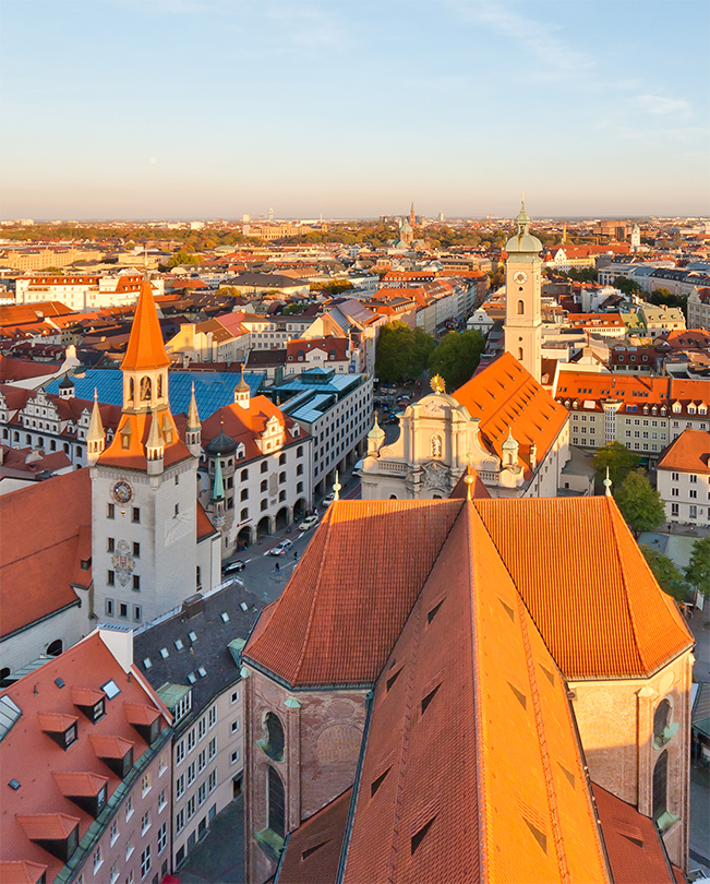 Vue aérienne de Munich, en Allemagne.