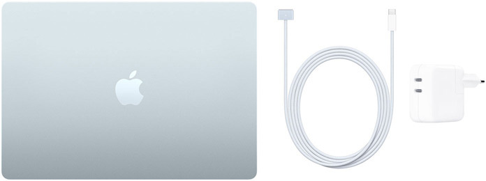 MacBook Air 15 pouces, Câble USB‑C vers MagSafe 3 et Adaptateur secteur double port USB‑C 35 W