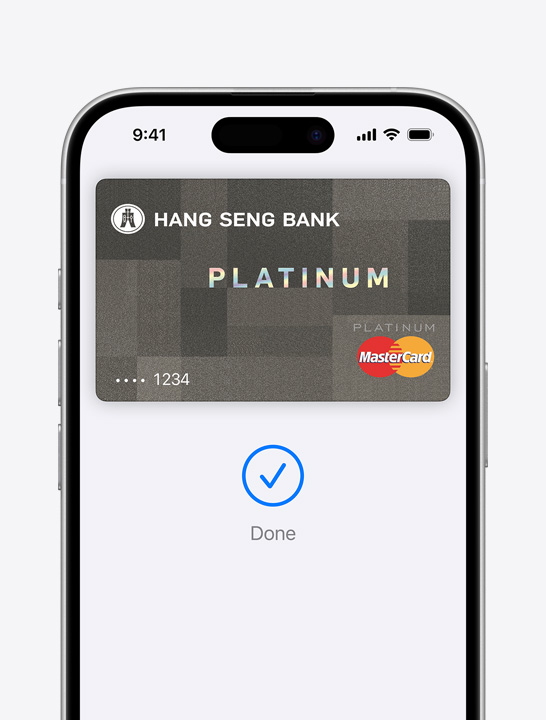 Apple Pay credit card on screen.