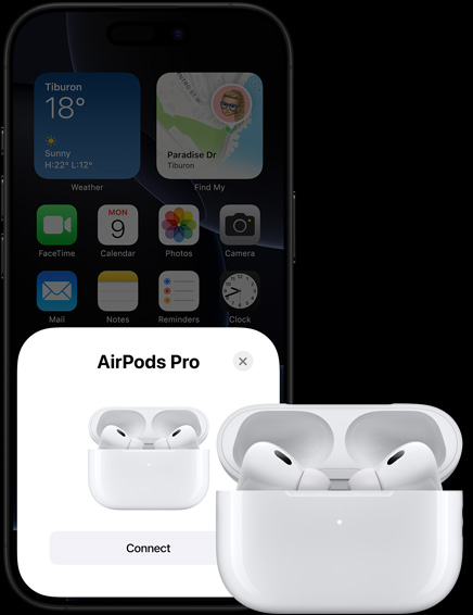 示範使用 iPhone 與 AirPods 的接續互通功能。