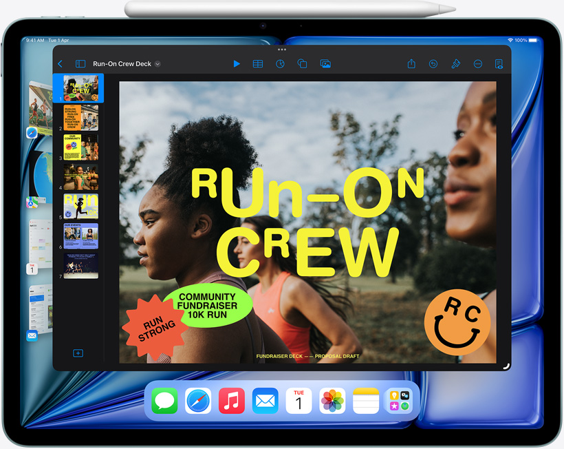 iPad Air showcasing how Stage Manager helps with multitasking