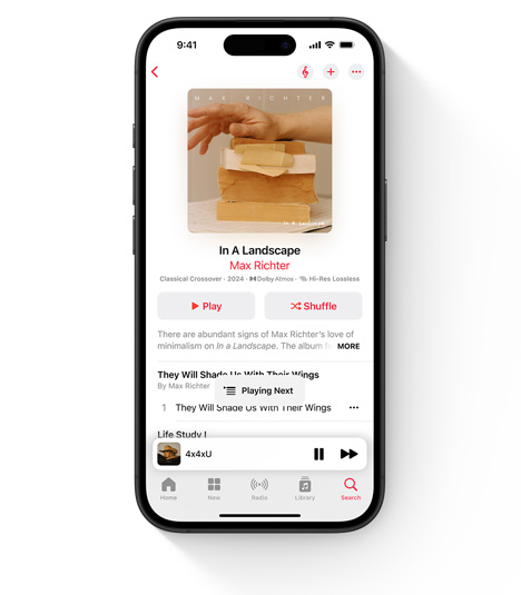 iPhone showing Apple Music UI featuring Max Richter