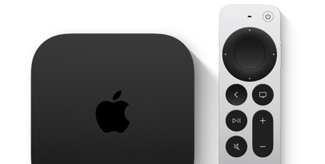 Apple TV 4K og Siri Remote ved siden av hverandre