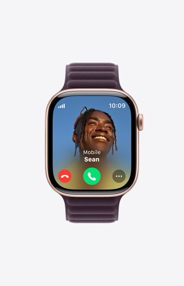 Et anrop vises på Apple Watch Series 10.