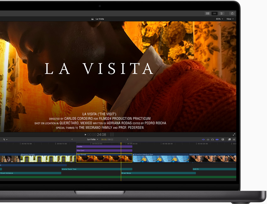 Se muestra Final Cut Pro en un MacBook Pro