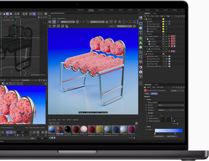 Se muestra Cinema 4D en un MacBook Pro