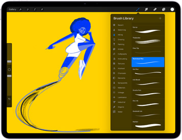 Se muestra la app Procreate en un iPad Air