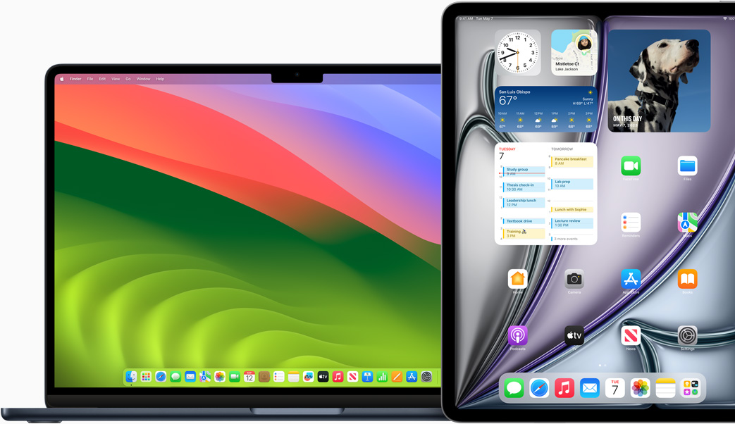 MacBook Air and iPad screen displays