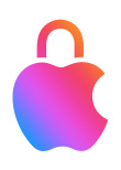 Apple 標誌以掛鎖形狀呈現，鎖扣呈鎖上狀態，以突顯私隱保障的重要