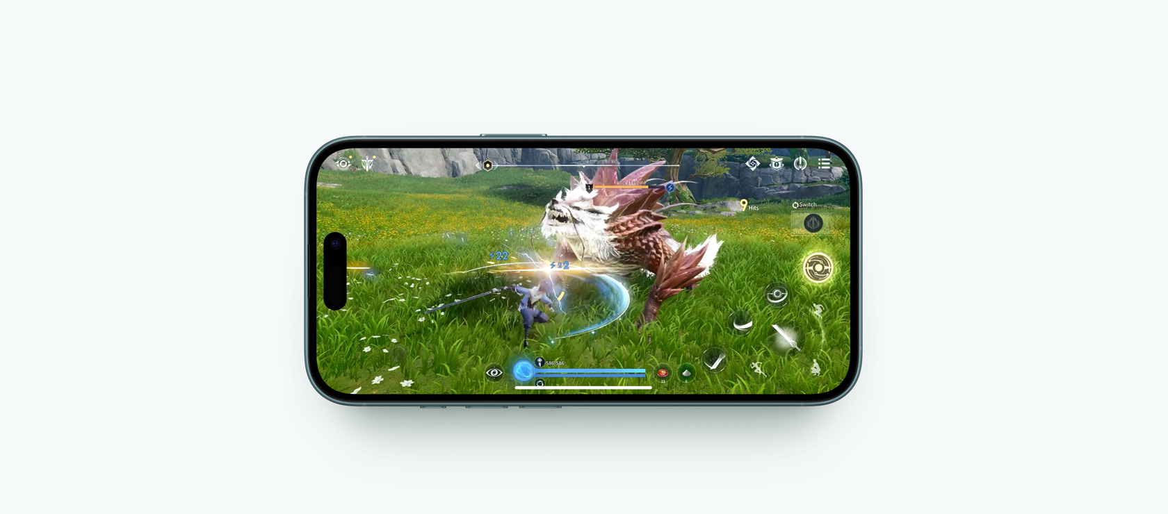 Un videojuego con gráficos avanzados que muestra la mayor duración de la batería del iPhone 16