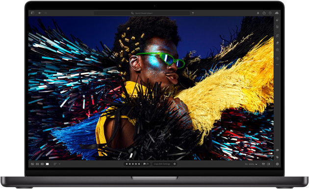 MacBook Pro 16 pouces, mettant en valeur l’écran Liquid Retina XDR