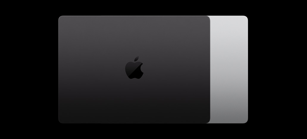 Showing the two colours available for MacBook Pro: Space Black and Silver